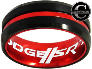 Dodge SRT Ring Dodge SRT Logo Ring Black Red Wedding Band #dodge #srt