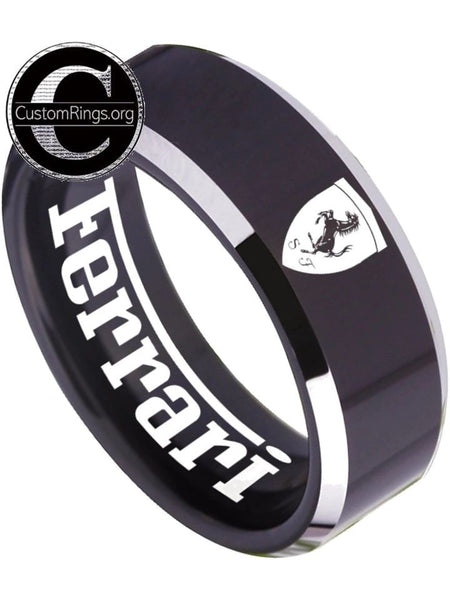 Ferrari Ring Ferrari Logo Ring Black and Silver Wedding Band #ferrari #spider
