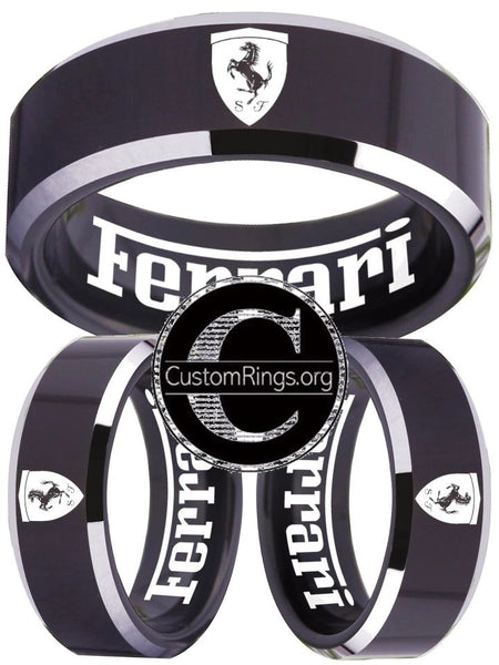 Ferrari Ring Ferrari Logo Ring Black and Silver Wedding Band #ferrari #spider