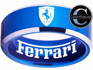 Ferrari Ring Ferrari Logo Ring Blue and Silver Wedding Band #ferrari #spider