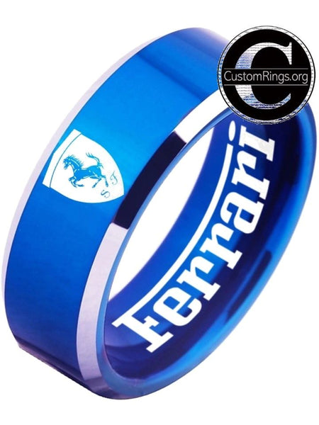 Ferrari Ring Ferrari Logo Ring Blue and Silver Wedding Band #ferrari #spider