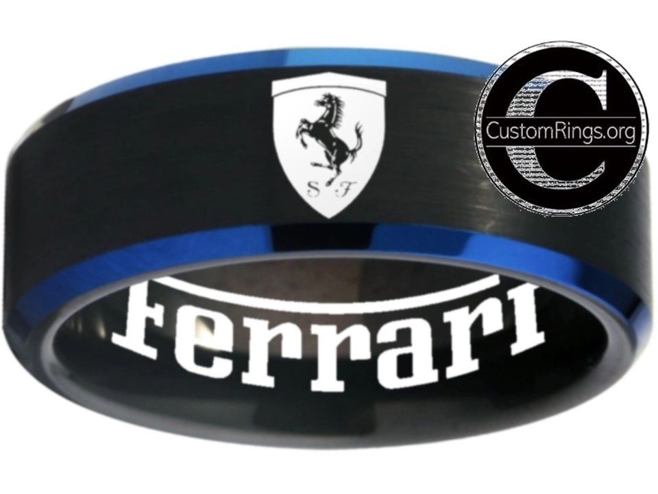 Ferrari Ring Ferrari Logo Ring Black and Blue Wedding Band #ferrari #spider