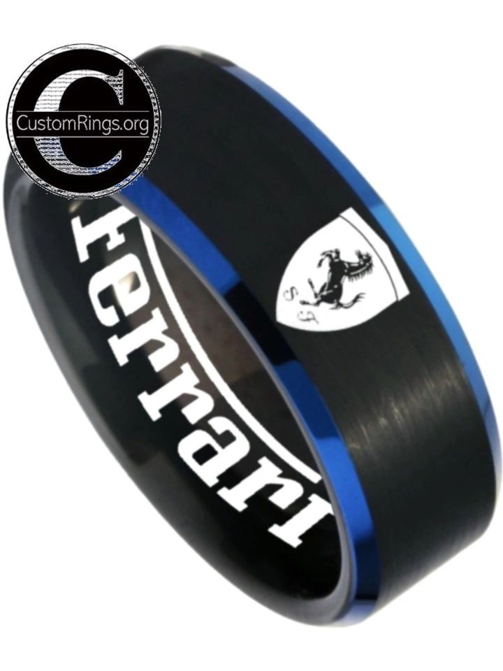 Ferrari Ring Ferrari Logo Ring Black and Blue Wedding Band #ferrari #s ...
