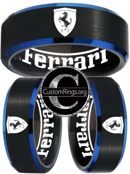 Ferrari Ring Ferrari Logo Ring Black and Blue Wedding Band #ferrari #spider