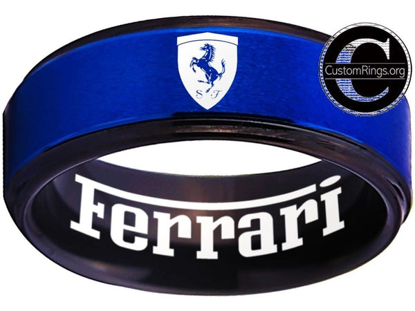 Ferrari Ring Ferrari Logo Ring Blue and BlackWedding Band #ferrari #spider