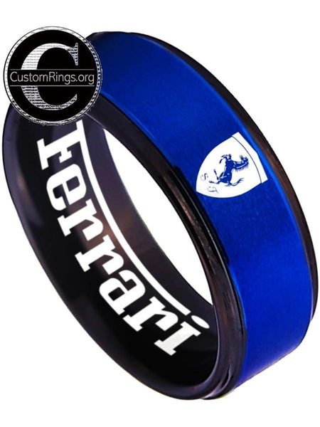 Ferrari Ring Ferrari Logo Ring Blue and BlackWedding Band #ferrari #spider