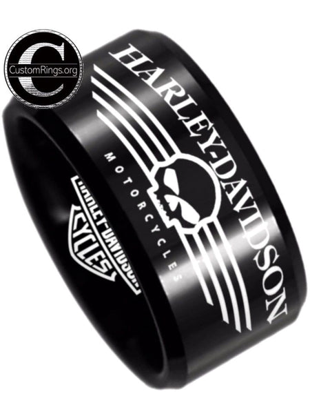 Harley Davidson Ring Men's Ring 12mm Black Wedding Ring #harleydavidson