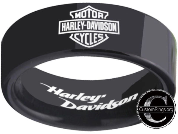 Harley Davidson Ring Men's Ring Black Ring 8mm Tungsten Wedding Ring #harleydavidson #hd