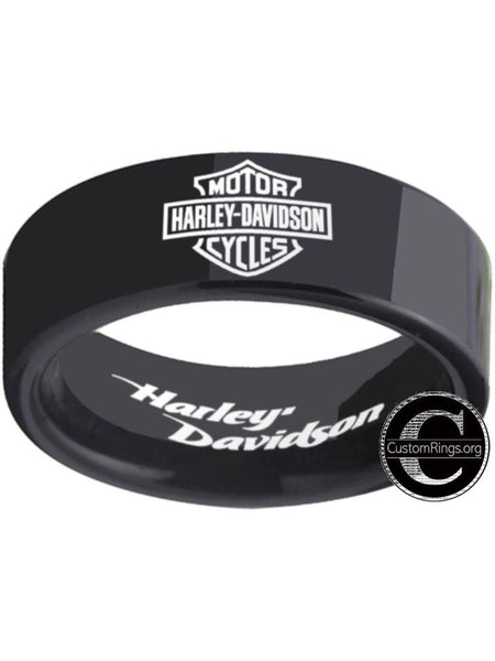 Harley Davidson Ring Men's Ring Black Ring 8mm Tungsten Wedding Ring #harleydavidson #hd