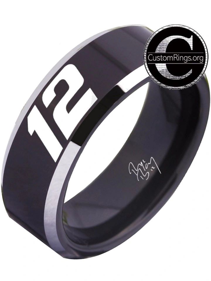 Ryan Blaney Ring #12 NASCAR Black Silver Autograph Ring #ryanblaney #1 ...