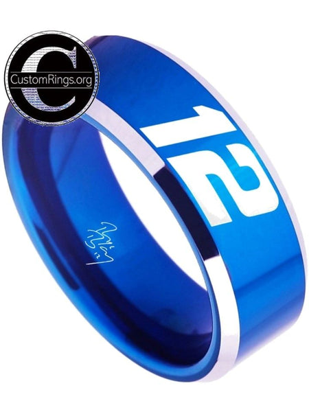 Ryan Blaney Ring #12 NASCAR Blue Silver Autograph Ring #ryanblaney #12
