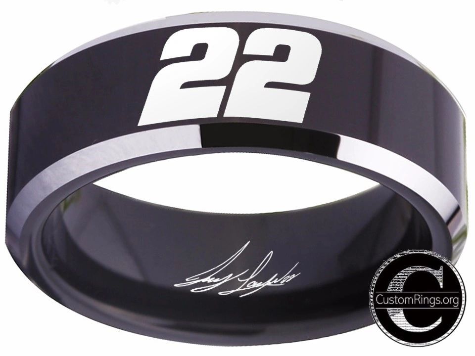 Joey Logano Ring #22 NASCAR Black & Silver Autograph Ring #joeylogano #22