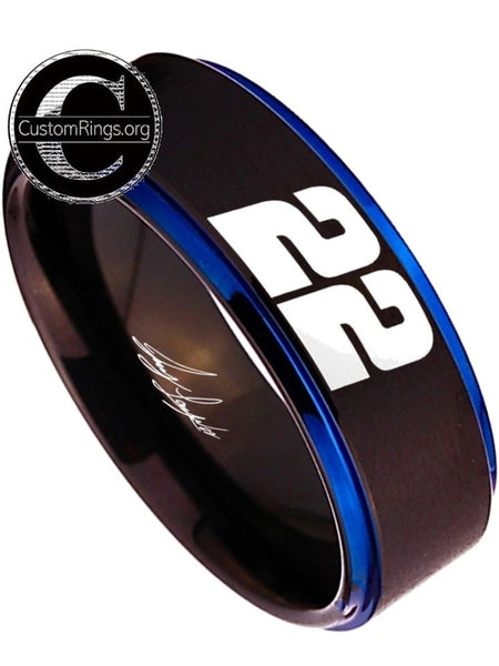 Joey Logano Ring #22 NASCAR Black & Blue Autograph Ring #joeylogano #22