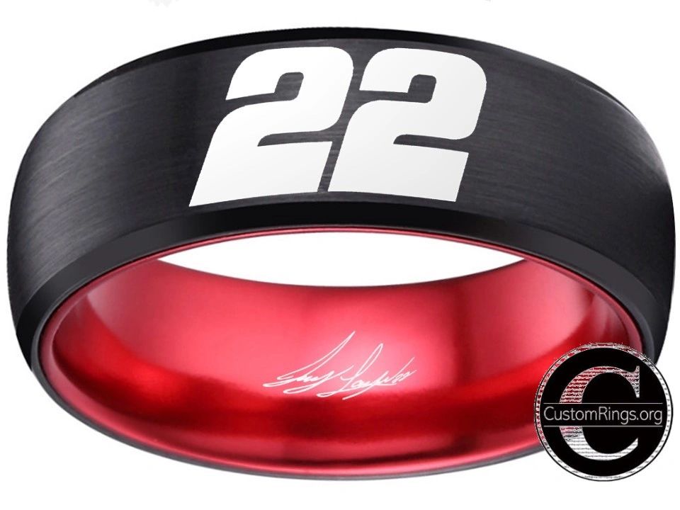 Joey Logano Ring #22 NASCAR Black & Red Autograph Ring #joeylogano #22