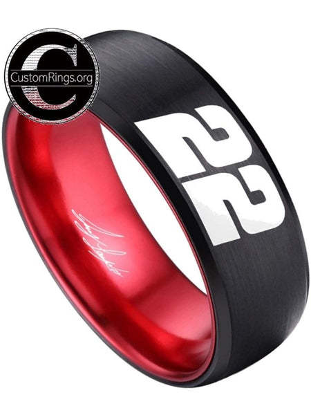 Joey Logano Ring #22 NASCAR Black & Red Autograph Ring #joeylogano #22