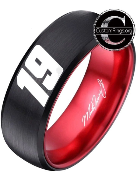 Martin Truex Jr. Ring #19 NASCAR Black & Red Autograph Ring #truexjr #19