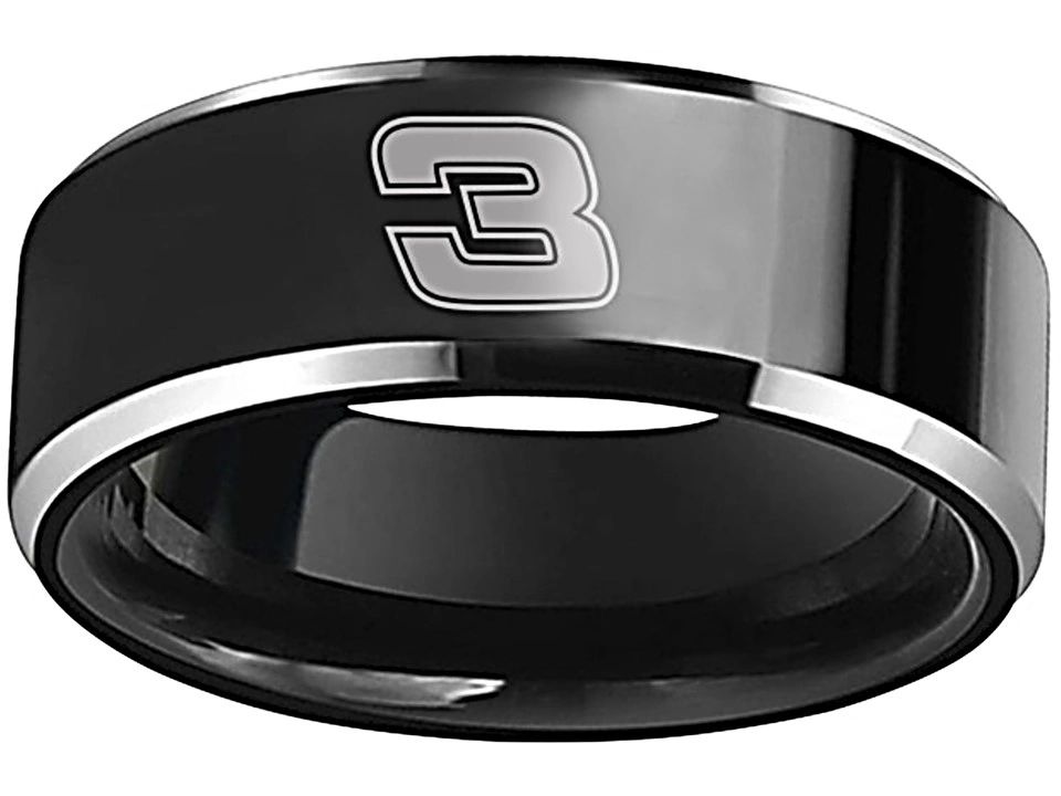 Dale Earnhardt Sr. Ring Wedding Ring 8mm Black Tungsten Wedding Band Sz 5 - 15