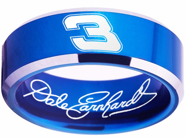 Dale Earnhardt Sr. Logo Ring Chevy Intimidator Blue Silver Autograph Ring #earnhardtsr #3