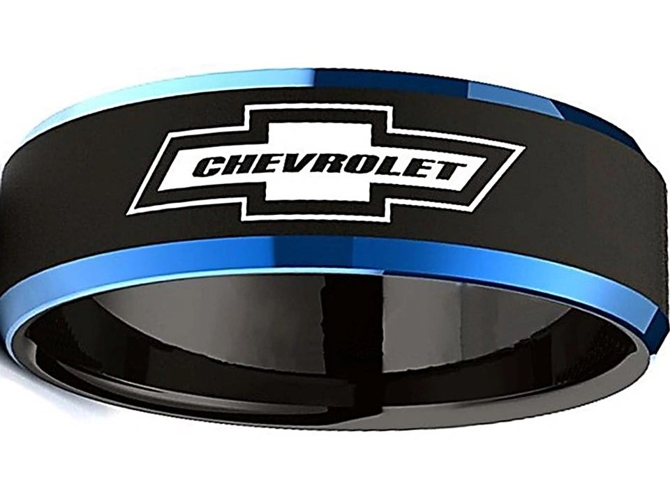 Chevrolet Ring Chevy Black & Blue Wedding Band Sizes 6-13 #chevrolet #chevy #jewelry #ring